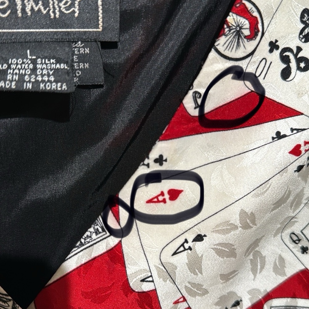 1992 Vintage Nicole Miller Silk Button Up Card Vest - Picture 9 of 9